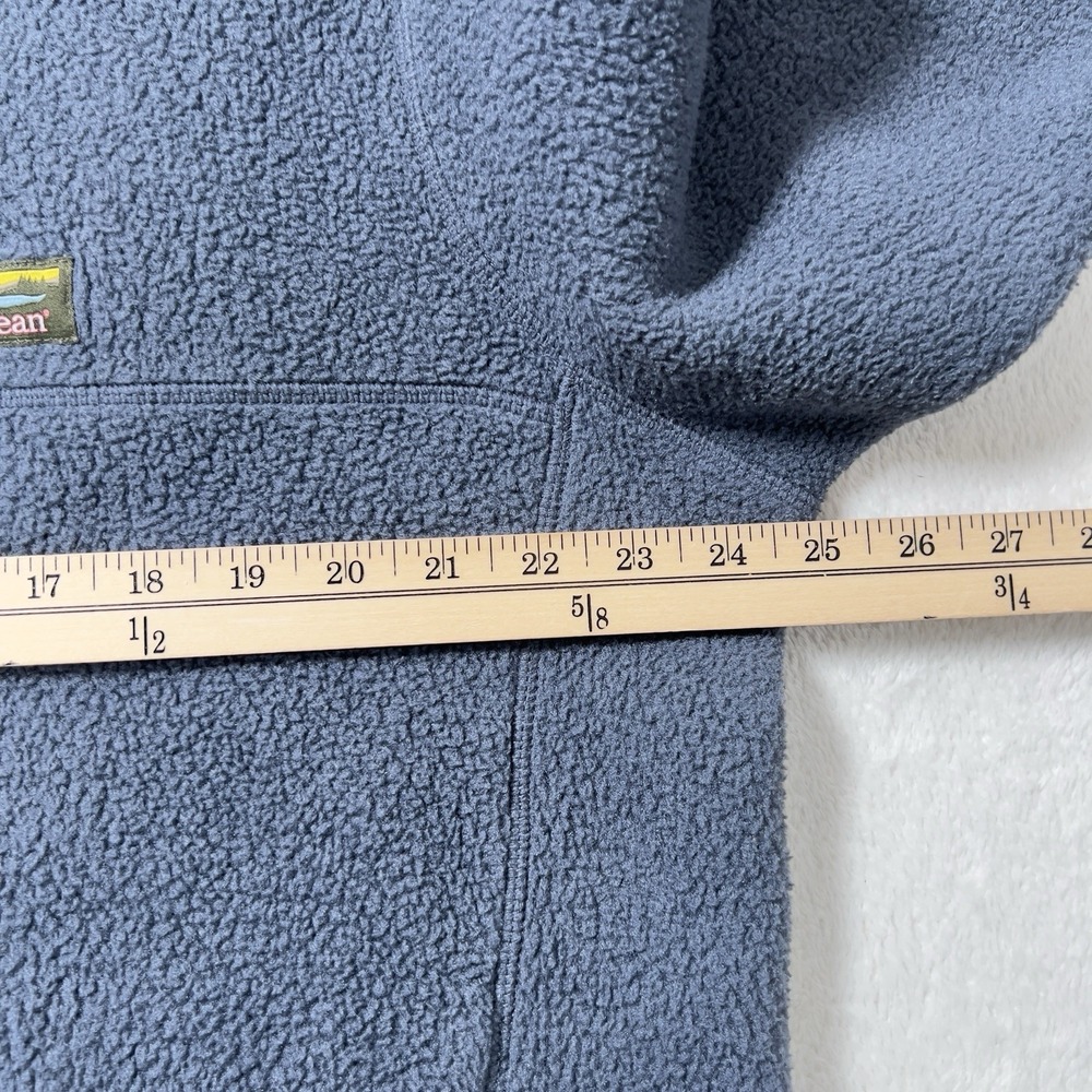 LL Bean Fleece Pullover Mens XL Blue Gray 1/4 Zip Mountain Logo Mock Neck - Picture 7 of 8